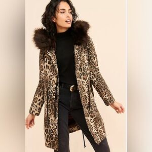 Anthropologie Avec Les Filles Leopard Print Parka